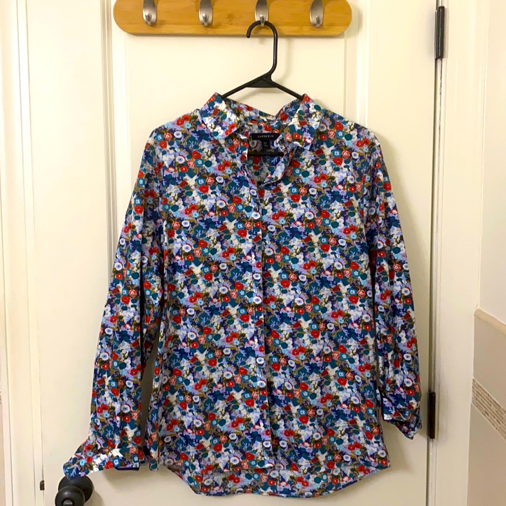 Lands End Floral Button Down